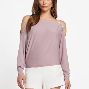 Eco Adri Off-the-Shoulder Crystal Top - Purple