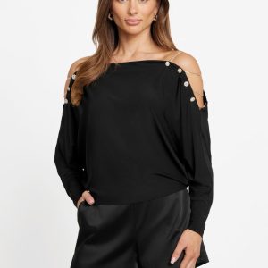 Eco Adri Off-the-Shoulder Crystal Top - Black