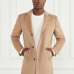 Single Breasted Wool-Blend Coat - Beige