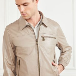 Leather Flight Jacket - Grey