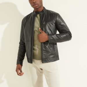Leather Biker Jacket - Black