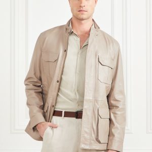 Leather Field Jacket - Grey