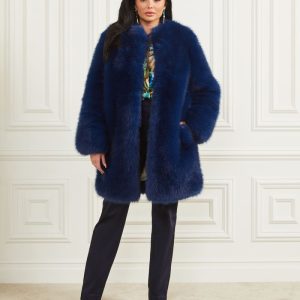 Amelie Faux-Fur Coat - Blue