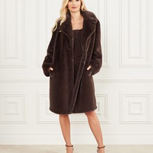Bianca Faux-Fur Coat - Brown