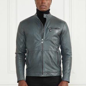 Genuine Leather Biker Jacket - Black