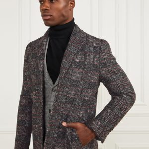 Single Breasted Wool-Blend Coat - Black/White