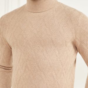 Eco Rhombus Turtleneck Sweater - Beige