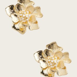 Gold-Tone Flower Stud Earring - Gold