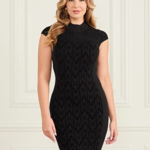 Hermione Cap Sleeve Sweater Dress - Black