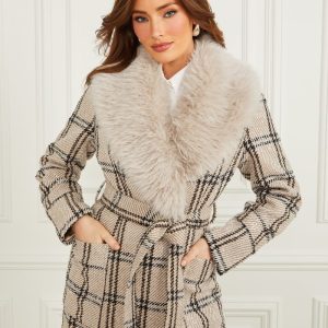 Charlize Sequin Plaid Wrap Coat - MultipleColors
