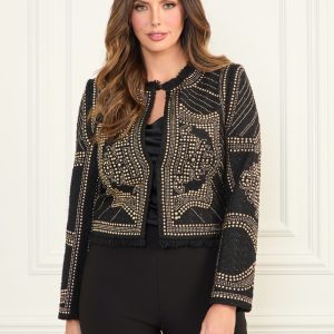 Helene Studded Embroidery Jacket - Black
