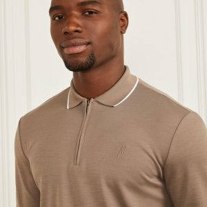 Long-Sleeve Zip Polo - Brown