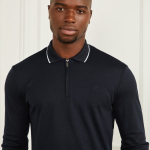 Long-Sleeve Zip Polo - Blue