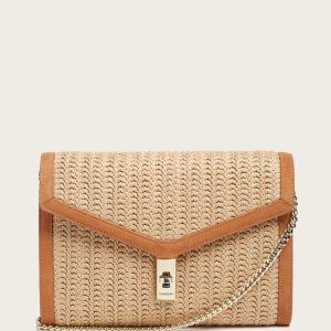Lisa Raffia Envelope Crossbody - Brown