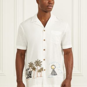 Eco Billy Embroidered Bowling Shirt - White