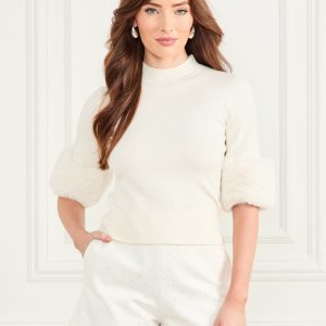 Festive Sweater Top - White