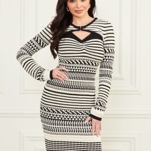Arianna Stitched Sweater Set - Black