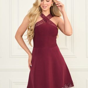Luana Fit-and-Flare Dress - Red
