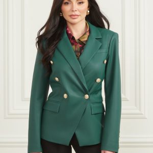 Pamela Faux-Leather Blazer - Green