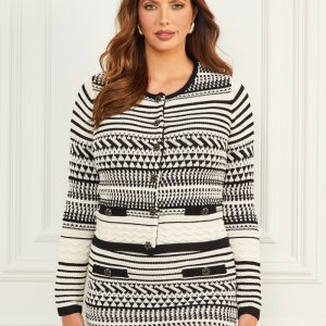 Arianna Stitched Cardigan Sweater - Black