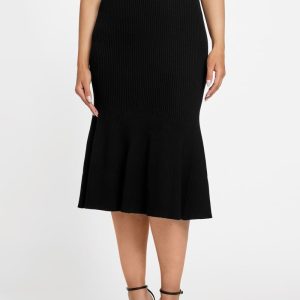 Agathe Flare Sweater Skirt - Black