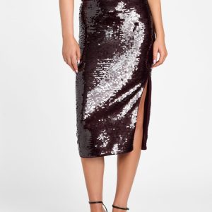Misty Sequin Midi Skirt - Purple