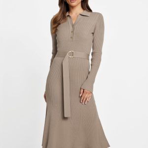 Agathe Polo Sweater Dress - Beige
