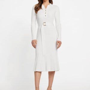 Agathe Polo Sweater Dress - White