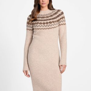 Akilah Jacquard Sweater Dress - Beige
