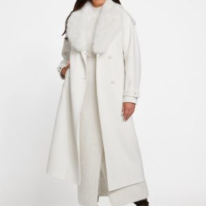 Ella Double-Breasted Coat - White
