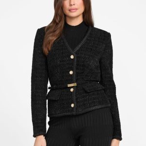 Eco Sue Belted Bouclé Blazer - Black