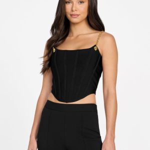 Aisha Bustier Bandage Crop Top - Black