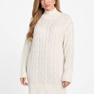 Aida Maxi Cable-Knit Sweater - White