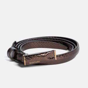 Patent Leather Minimalist Belt - Brown