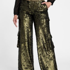 Kaia Sequin Cargo Pants - Green