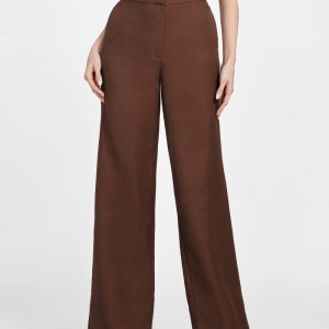 Eco Greta Linen-Blend Pant - Brown
