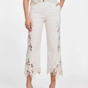 Farrah Crochet Floral Pant - White