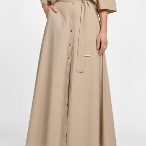 Pat Belted Maxi Skirt - Beige