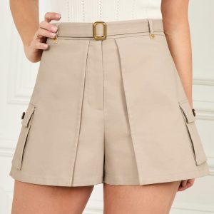 Cindy Belted Cargo Short - Beige