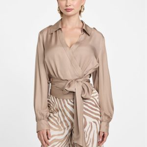 Dorian Wrap Blouse - Beige