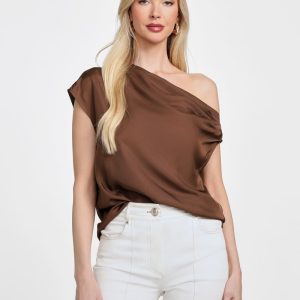 Dorian Draped Top - Brown
