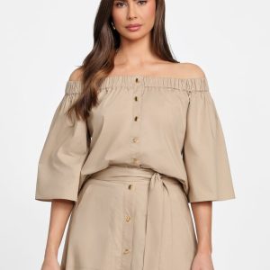 Pat Off-the-Shoulder Top - Beige