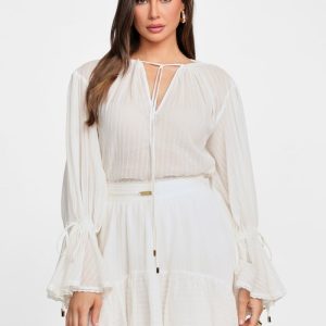 Eco Elsa Peasant Blouse - White