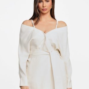 Eco Greta Linen-Blend Wrap Tunic - White