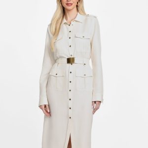 Eco Greta Linen-Blend Safari Dress - White
