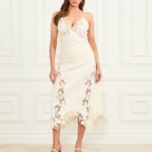 Brooke Crochet Floral Midi Dress - White