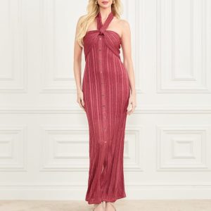 Gia Halter Lurex Dress - Pink