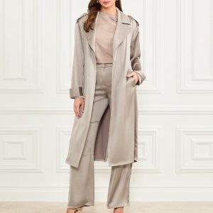 Eva Satin Trench Coat - Beige
