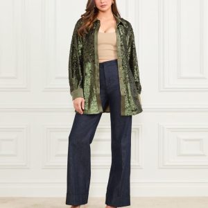 Kaia Sequin Shacket - Green