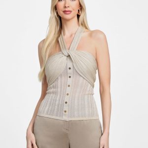 Gia Lurex Sweater Top - White